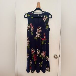 Tommy Hilfiger V-neck Navy Floral Midi Dress